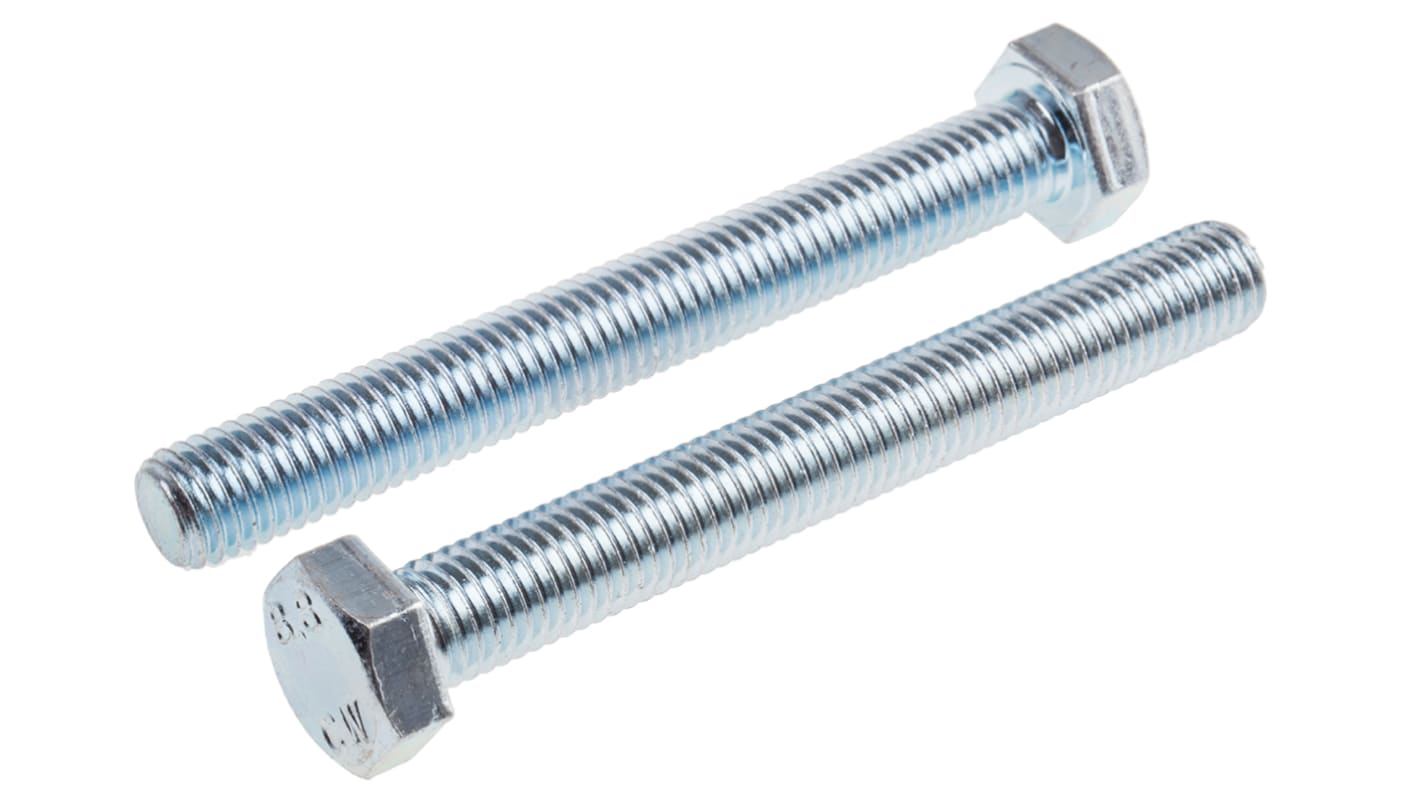 Śruba z łbem sześciokątnym gwint M12 100.0mm skok 1.75mm Stalowe Sześciokątny Powlekane jasnym cynkiem RS PRO