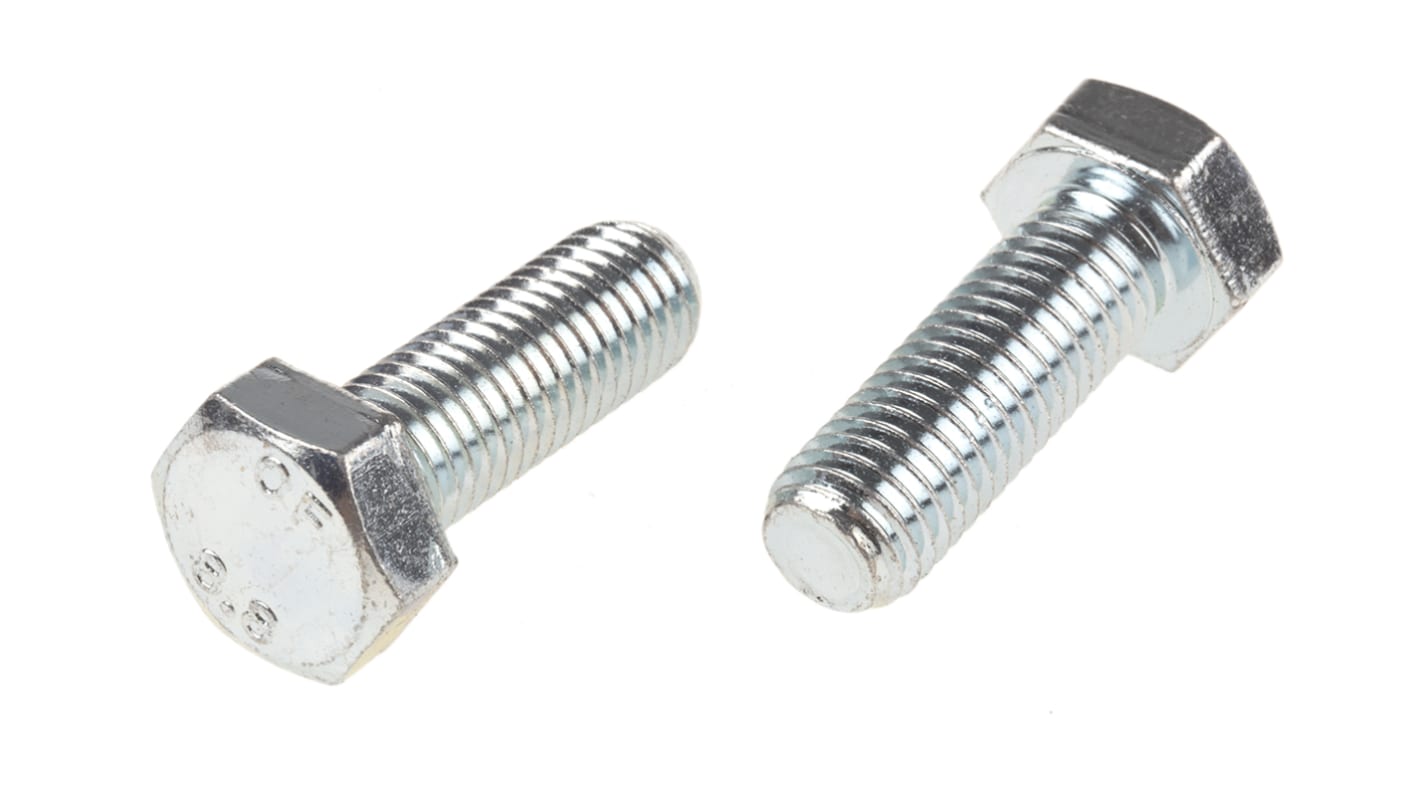 RS PRO Bright Zinc Plated Steel, Hex Bolt, M14 x 40.0mm