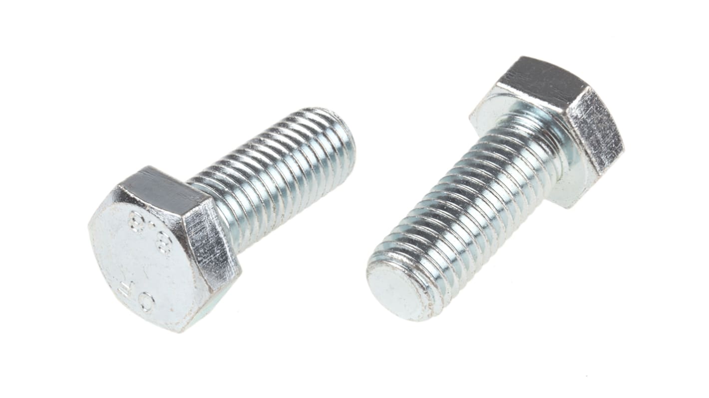 RS PRO Bright Zinc Plated Steel, Hex Bolt, M14 x 35.0mm