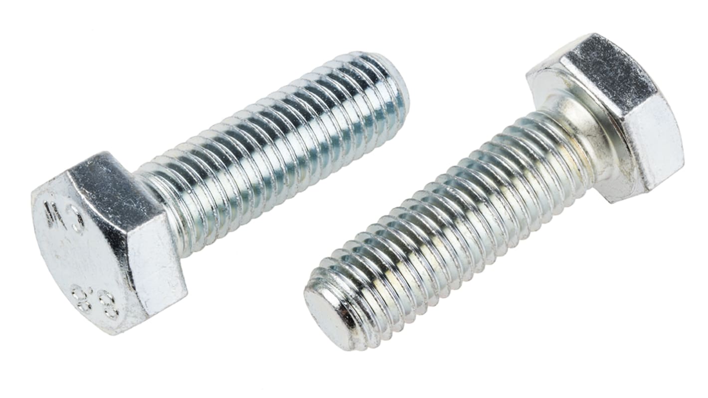 RS PRO Bright Zinc Plated Steel Hex, Hex Bolt, M14 x 45mm