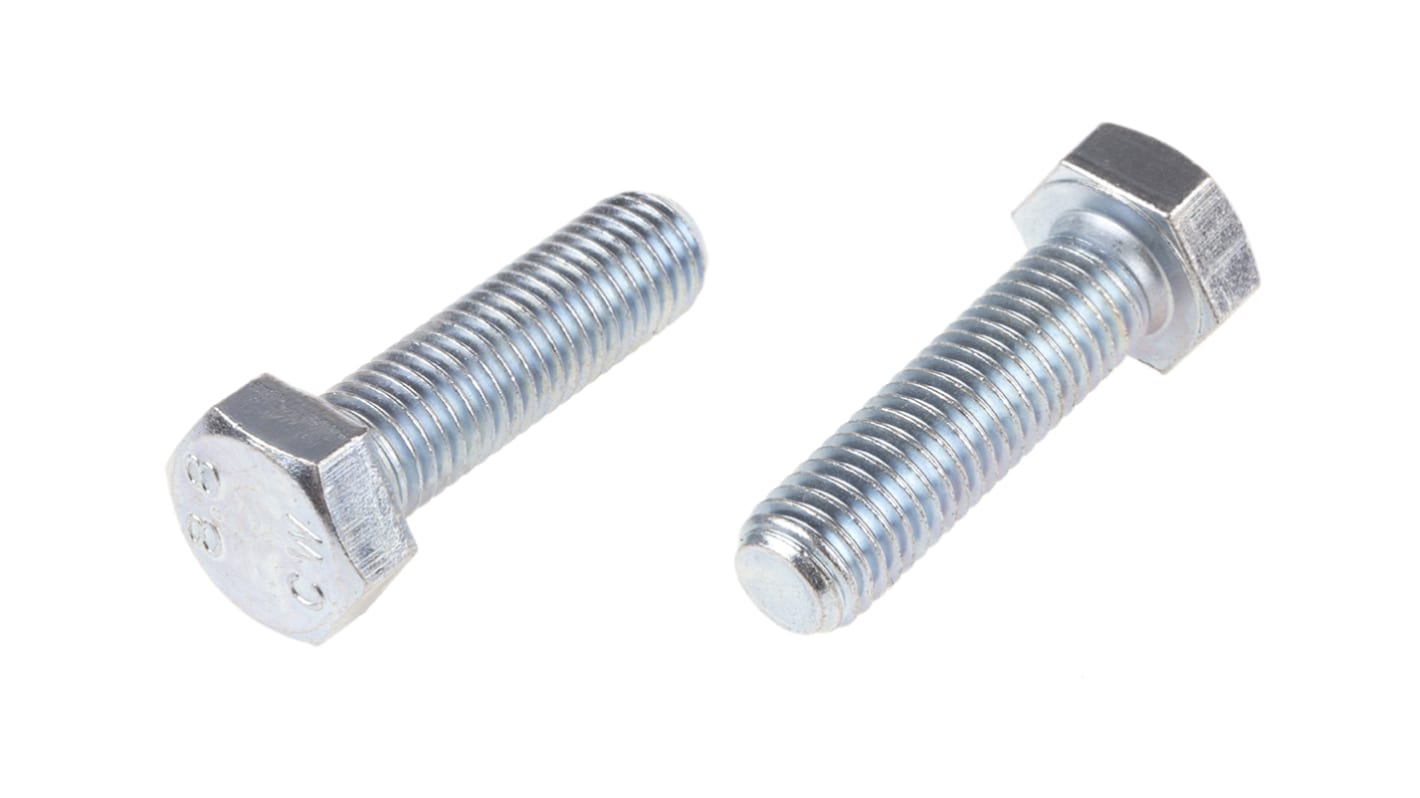 RS PRO Bright Zinc Plated Steel, Hex Bolt, M14 x 50.0mm