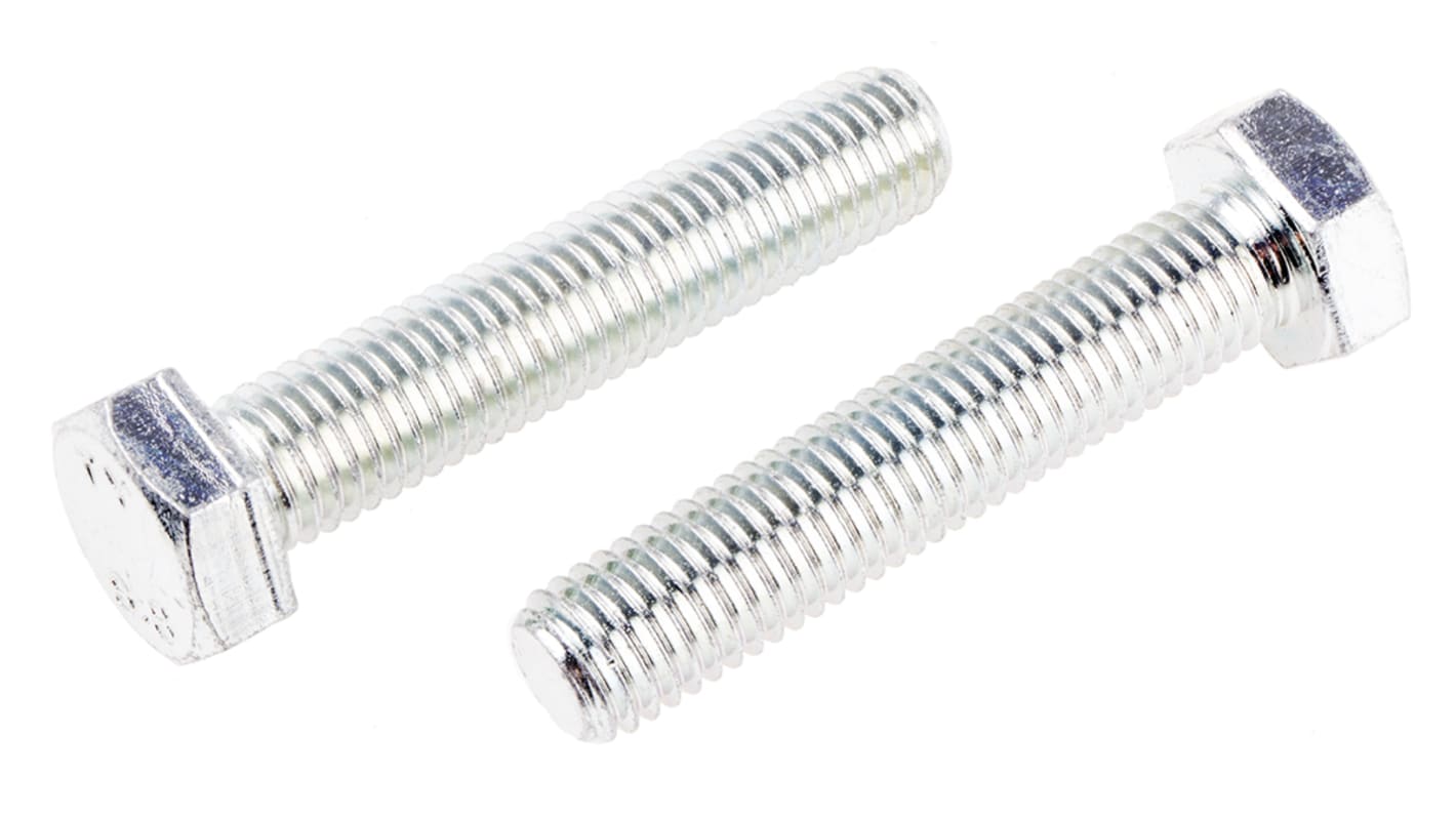 RS PRO Bright Zinc Plated Steel Hex, Hex Bolt, M14 x 70mm