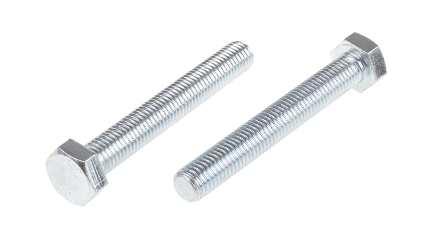 RS PRO Bright Zinc Plated Steel Hex, Hex Bolt, M14 x 100mm