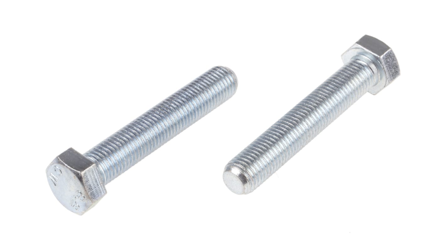 RS PRO Bright Zinc Plated Steel, Hex Bolt, M16 x 90.0mm