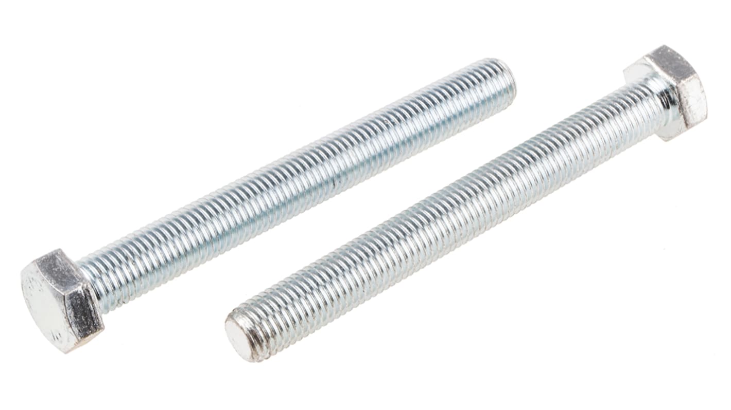 RS PRO Bright Zinc Plated Steel Hex, Hex Bolt, M16 x 140mm