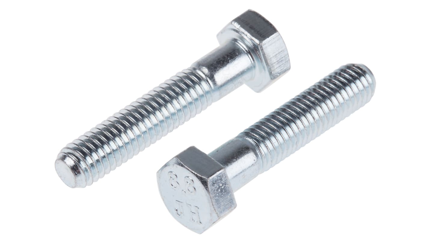 Śruba z łbem sześciokątnym gwint M5 25.0mm skok 0.80mm Stalowe Sześciokątny Powlekane jasnym cynkiem RS PRO