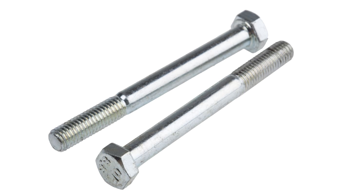 RS PRO Bright Zinc Plated Steel, Hex Bolt, M5 x 50.0mm