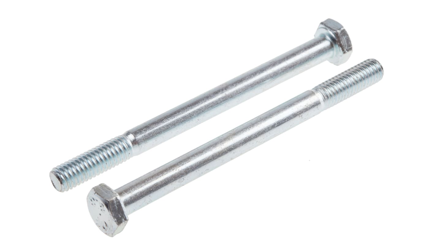 Śruba z łbem sześciokątnym gwint M6 75.0mm skok 1.0mm Stalowe Sześciokątny Powlekane jasnym cynkiem RS PRO