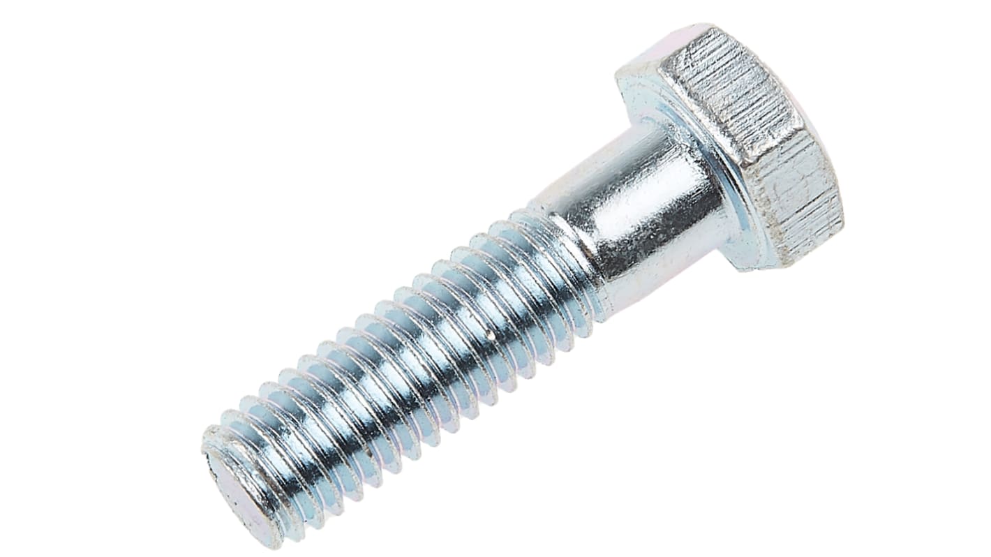 RS PRO Bright Zinc Plated Steel Hex Hex Bolt M8 x 30mm RS