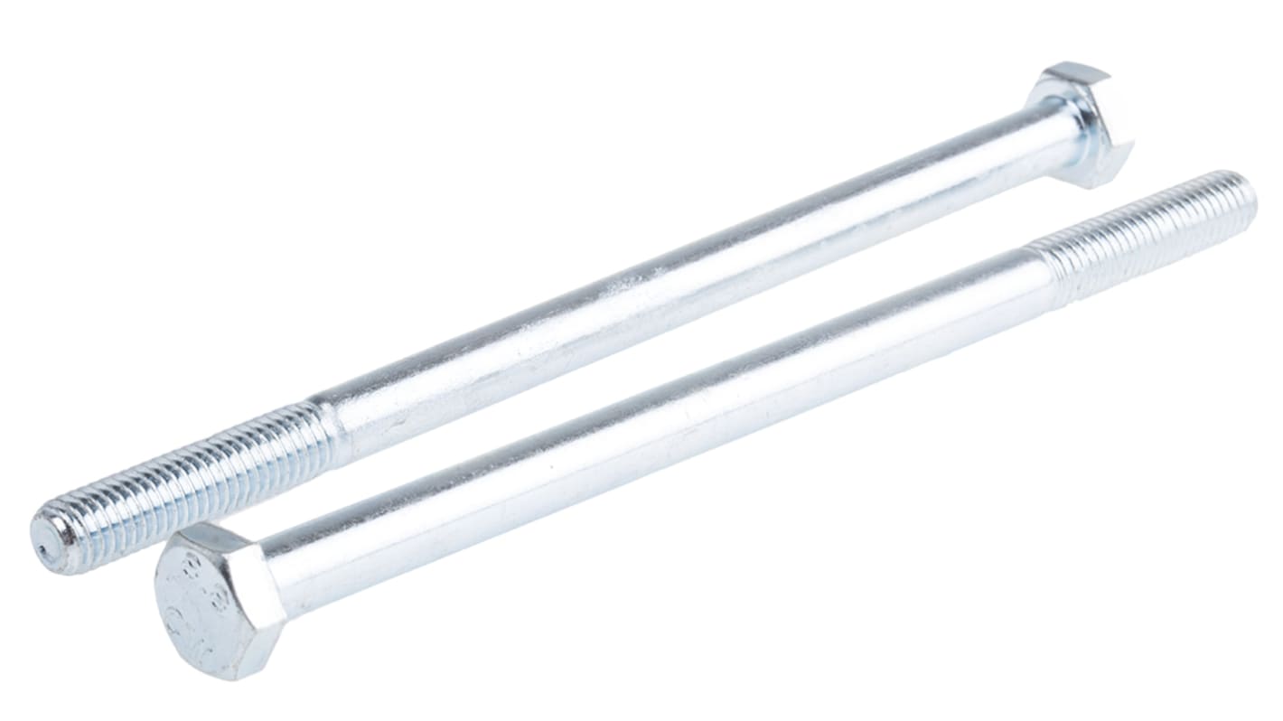 RS PRO Bright Zinc Plated Steel, Hex Bolt, M8 x 65.0mm
