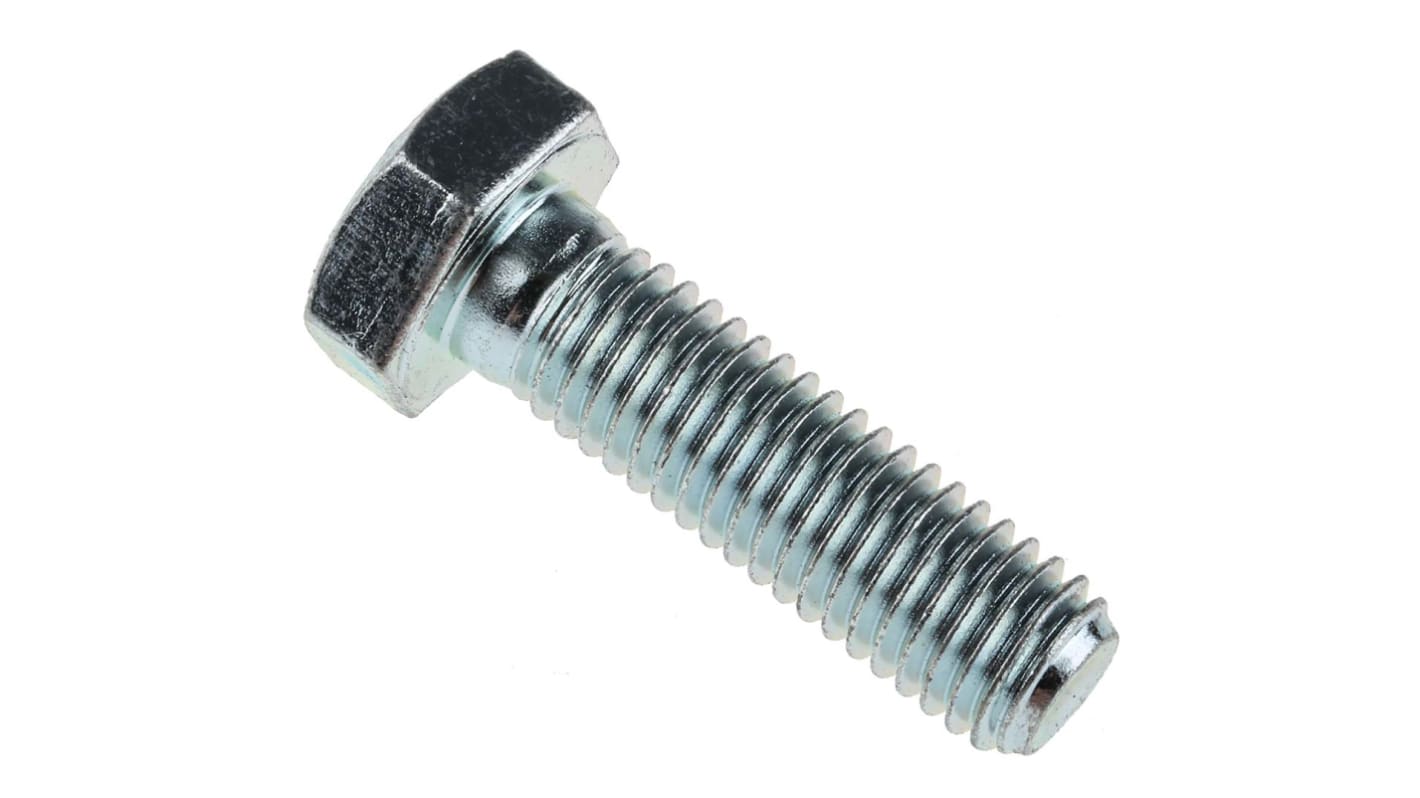 RS PRO Bright Zinc Plated Steel Hex, Hex Bolt, M10 x 35mm