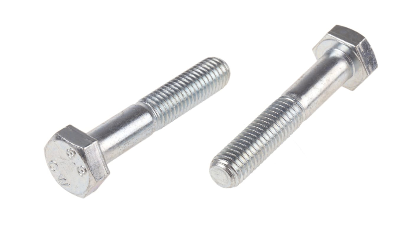Śruba z łbem sześciokątnym gwint M10 55.0mm skok 1.50mm Stalowe Sześciokątny Powlekane jasnym cynkiem RS PRO