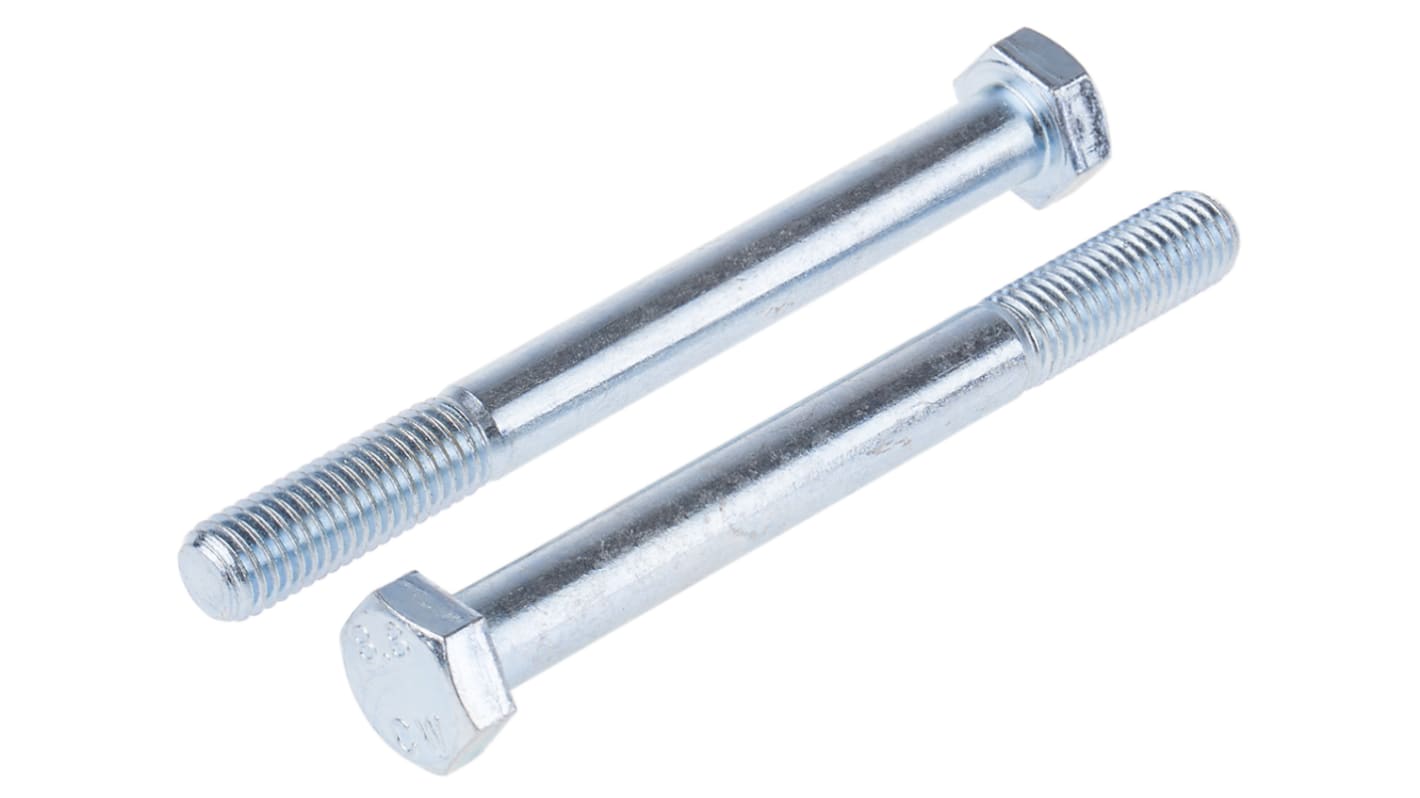 Śruba z łbem sześciokątnym gwint M12 120.0mm skok 1.75mm Stalowe Sześciokątny Powlekane jasnym cynkiem RS PRO