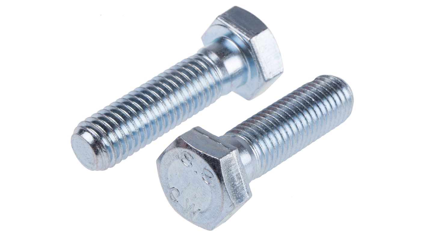 RS PRO Bright Zinc Plated Steel Hex, Hex Bolt, M14 x 50mm