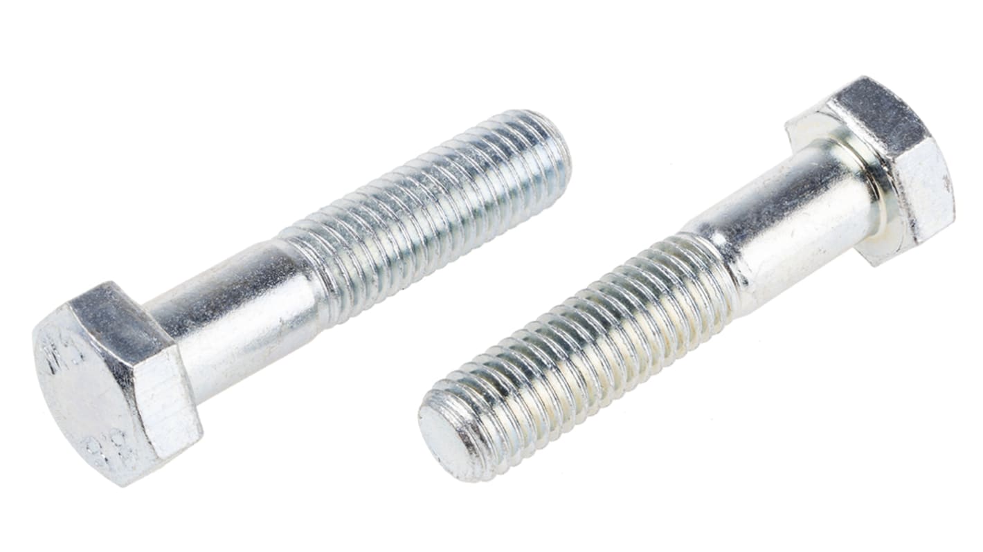 RS PRO Bright Zinc Plated Steel, Hex Bolt, M14 x 65.0mm