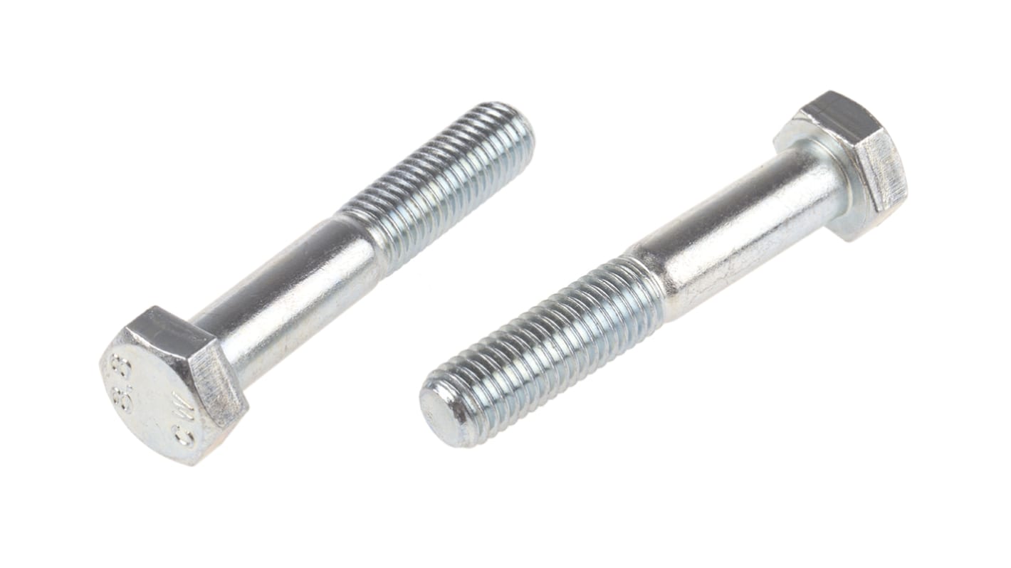 Śruba z łbem sześciokątnym gwint M14 80.0mm skok 2.0mm Stalowe Sześciokątny Powlekane jasnym cynkiem RS PRO