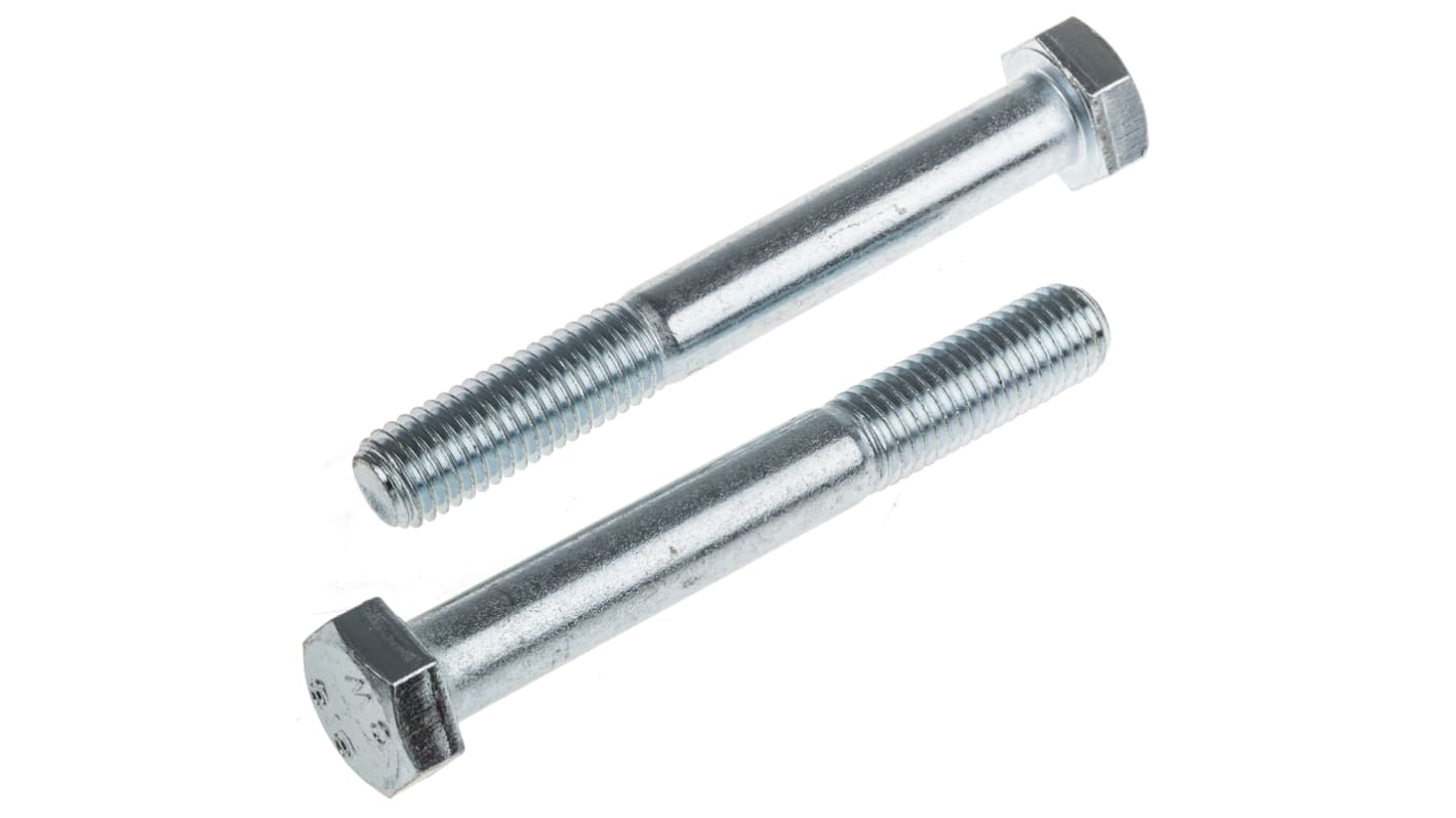 RS PRO Bright Zinc Plated Steel Hex, Hex Bolt, M14 x 110mm