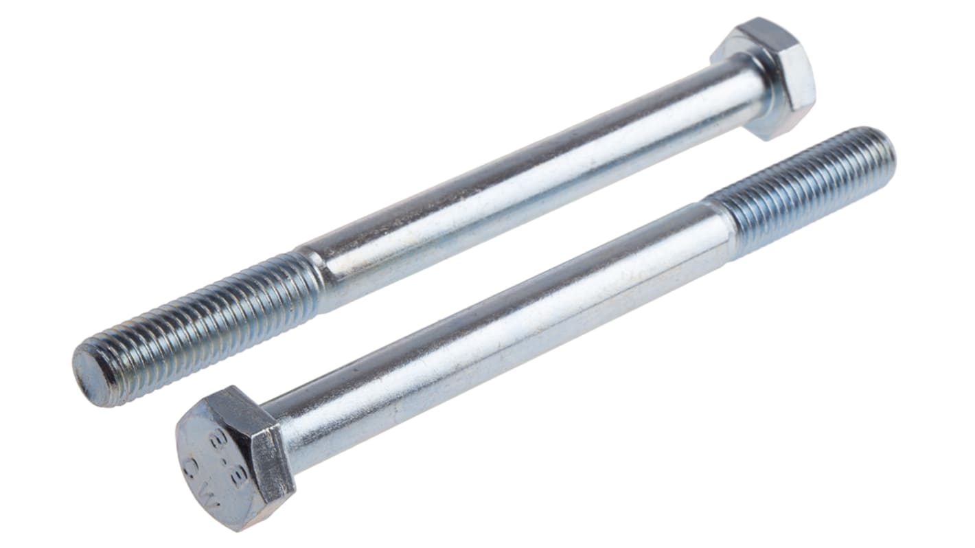 RS PRO Bright Zinc Plated Steel, Hex Bolt, M14 x 130.0mm