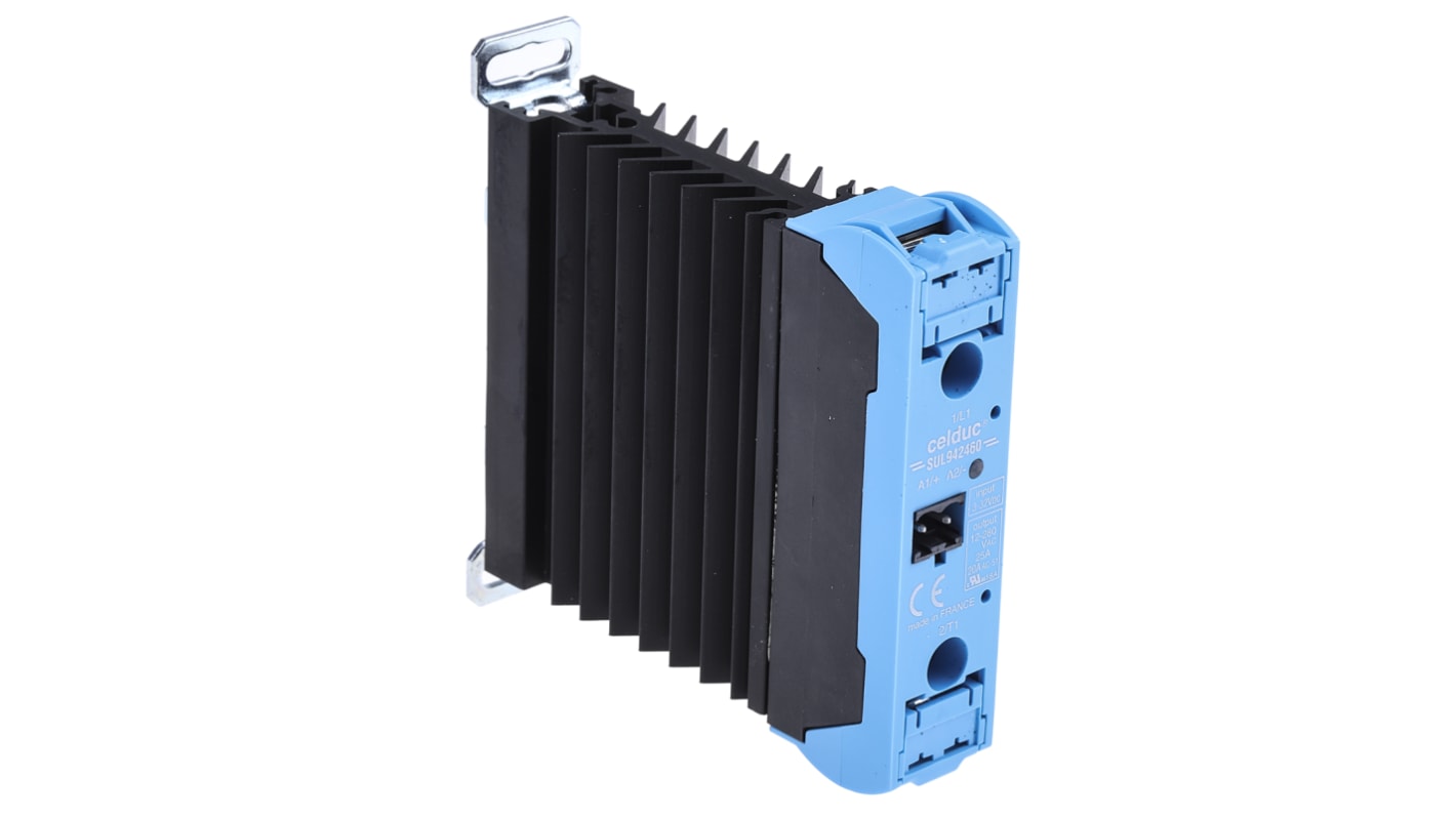 Celduc SUL9-SUM9 Series Solid State Relay, 25 A Load, DIN Rail Mount, 280 V ac Load, 32 V dc Control