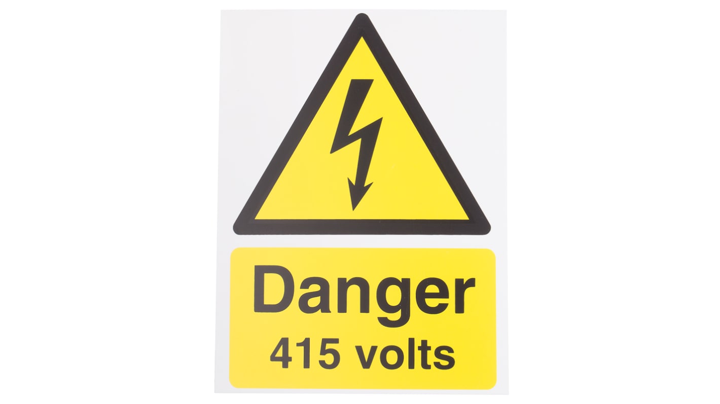 Cartello Pericolo elettrico "Danger 415 Volts", in Inglese