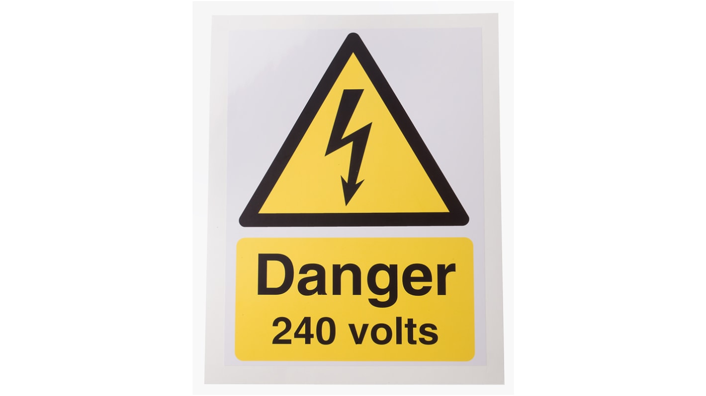 RS PRO Self-Adhesive Electrical Hazard Warning Sign (English)