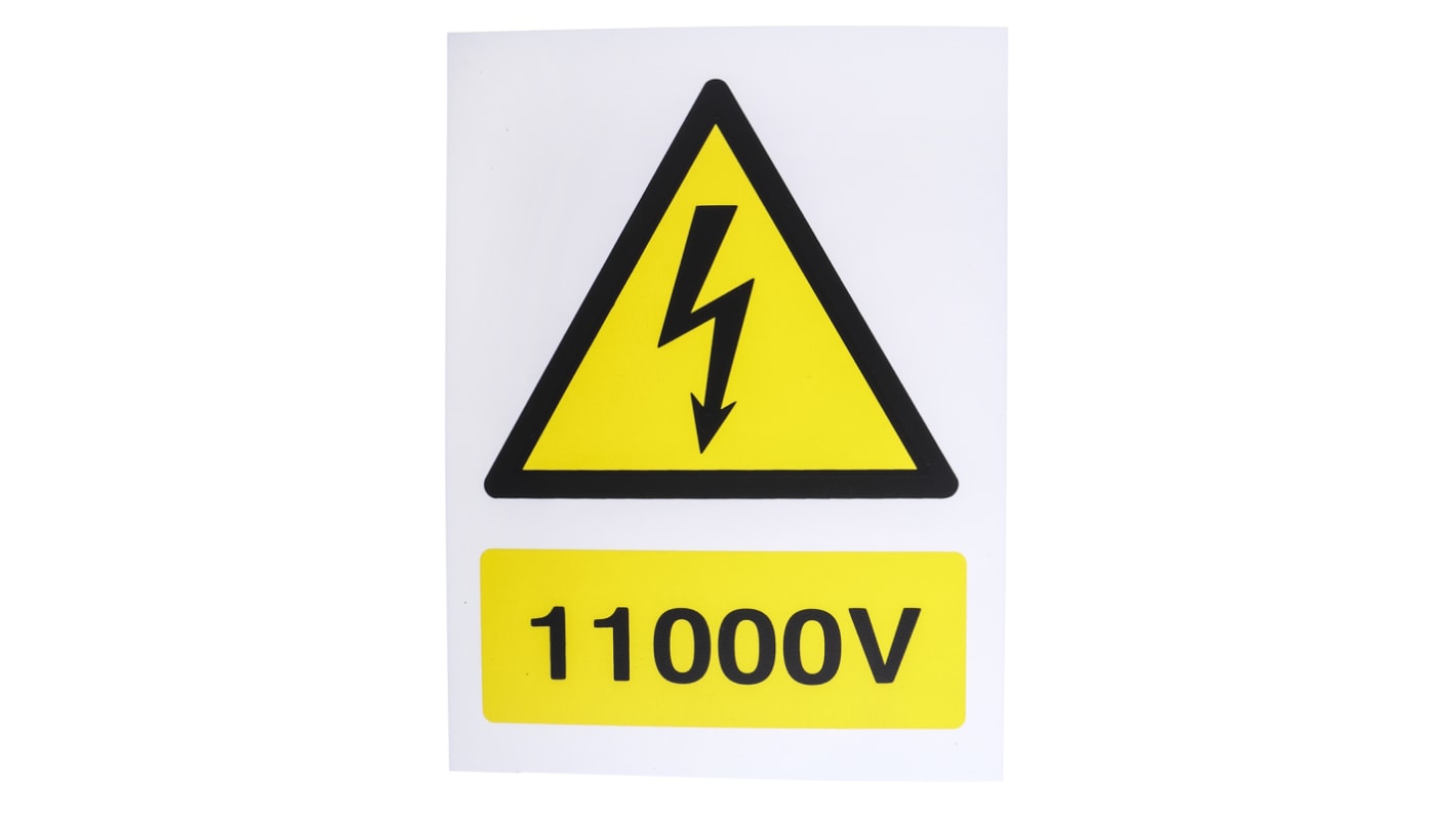 Cartello Pericolo elettrico "11000V", in Inglese