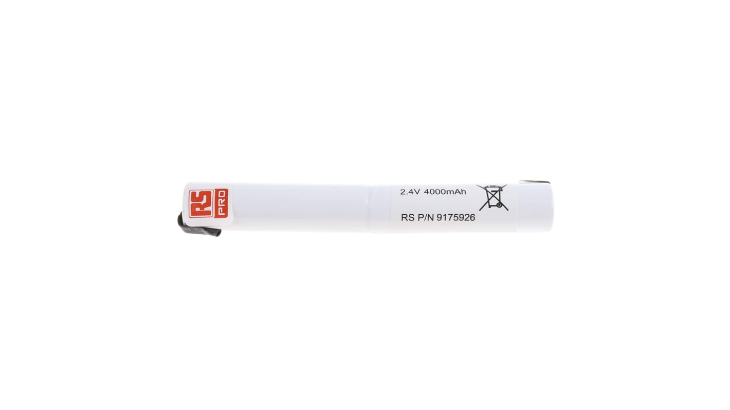 RS PRO 充電式電池パック, ニッケル水素電池, 公称電圧2.4V, 容量4Ah