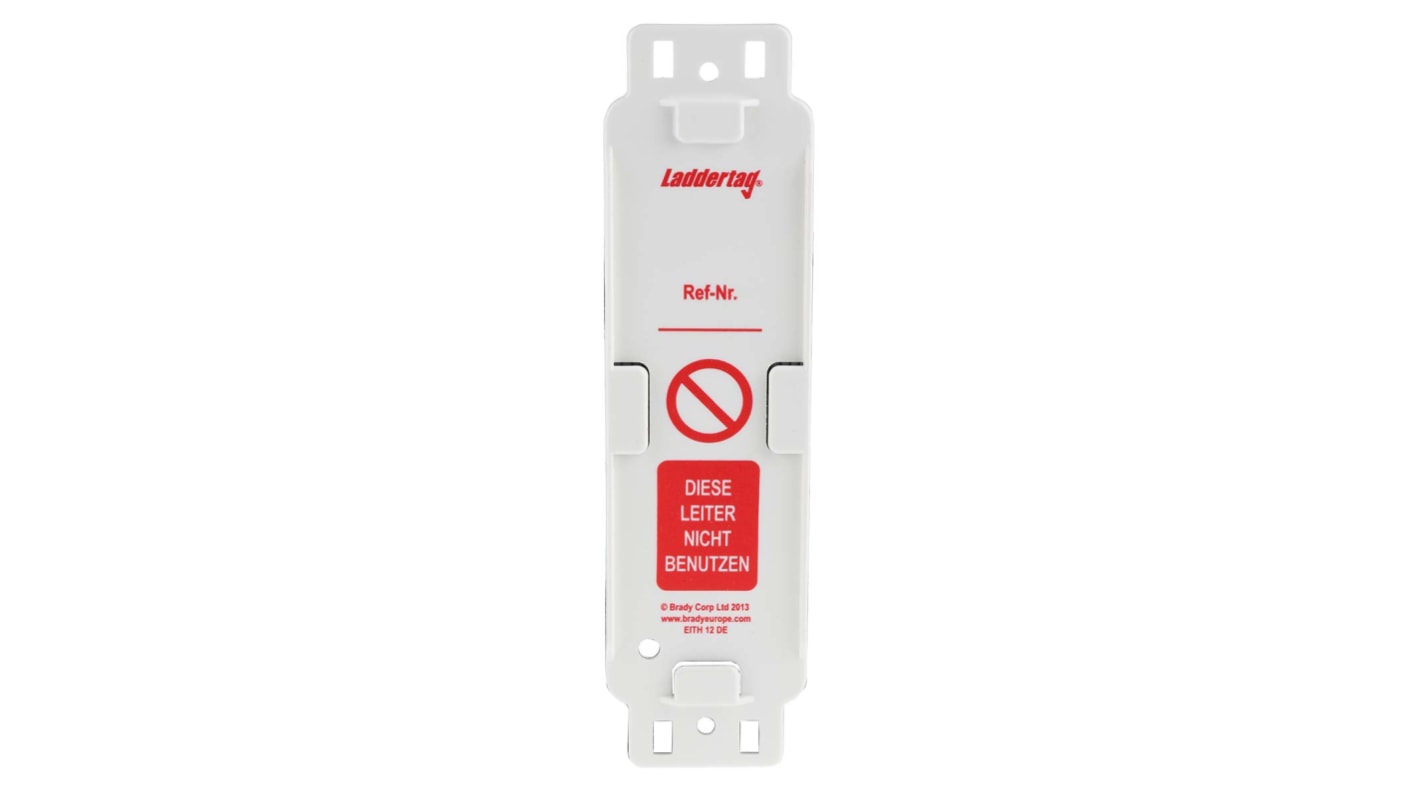 Brady Red on White Safety Ladder Tag, German Language, 1 per Pack