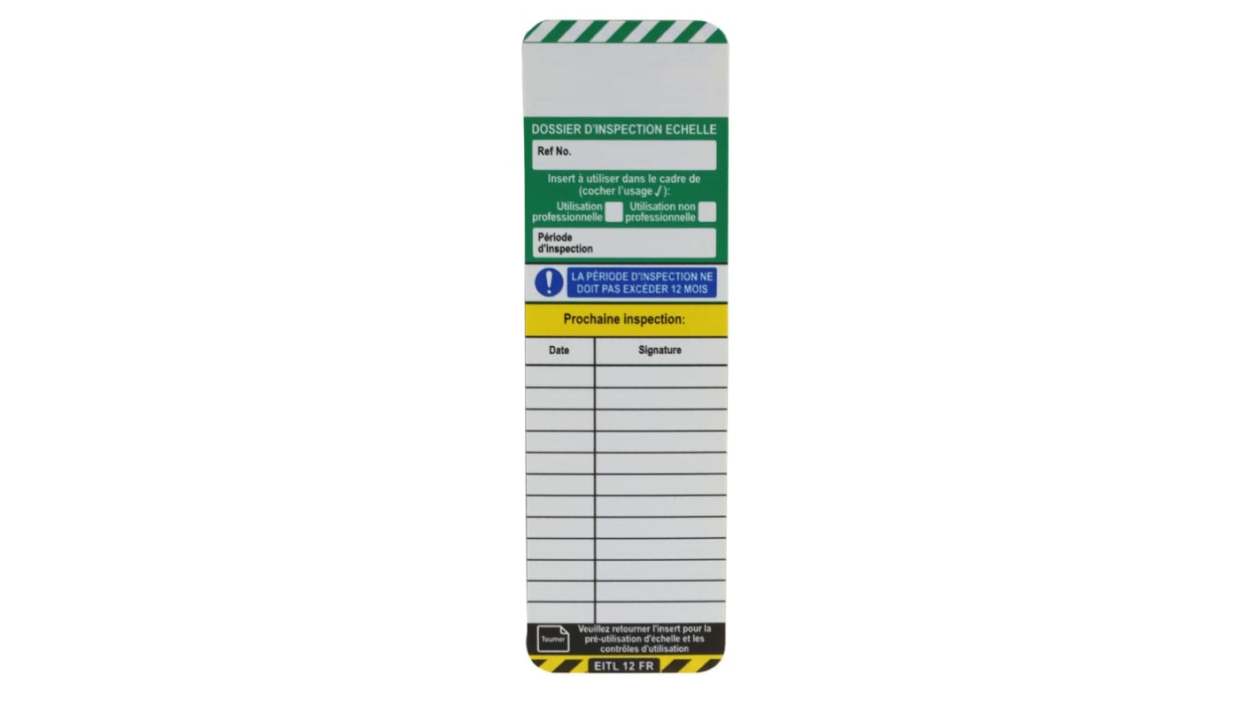 Brady Black on Green, White, Yellow Safety Ladder Tag, French Language, 10 per Pack