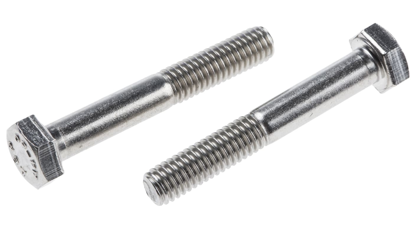 RS PRO Stainless Steel, Hex Bolt, M6 x 40.0mm