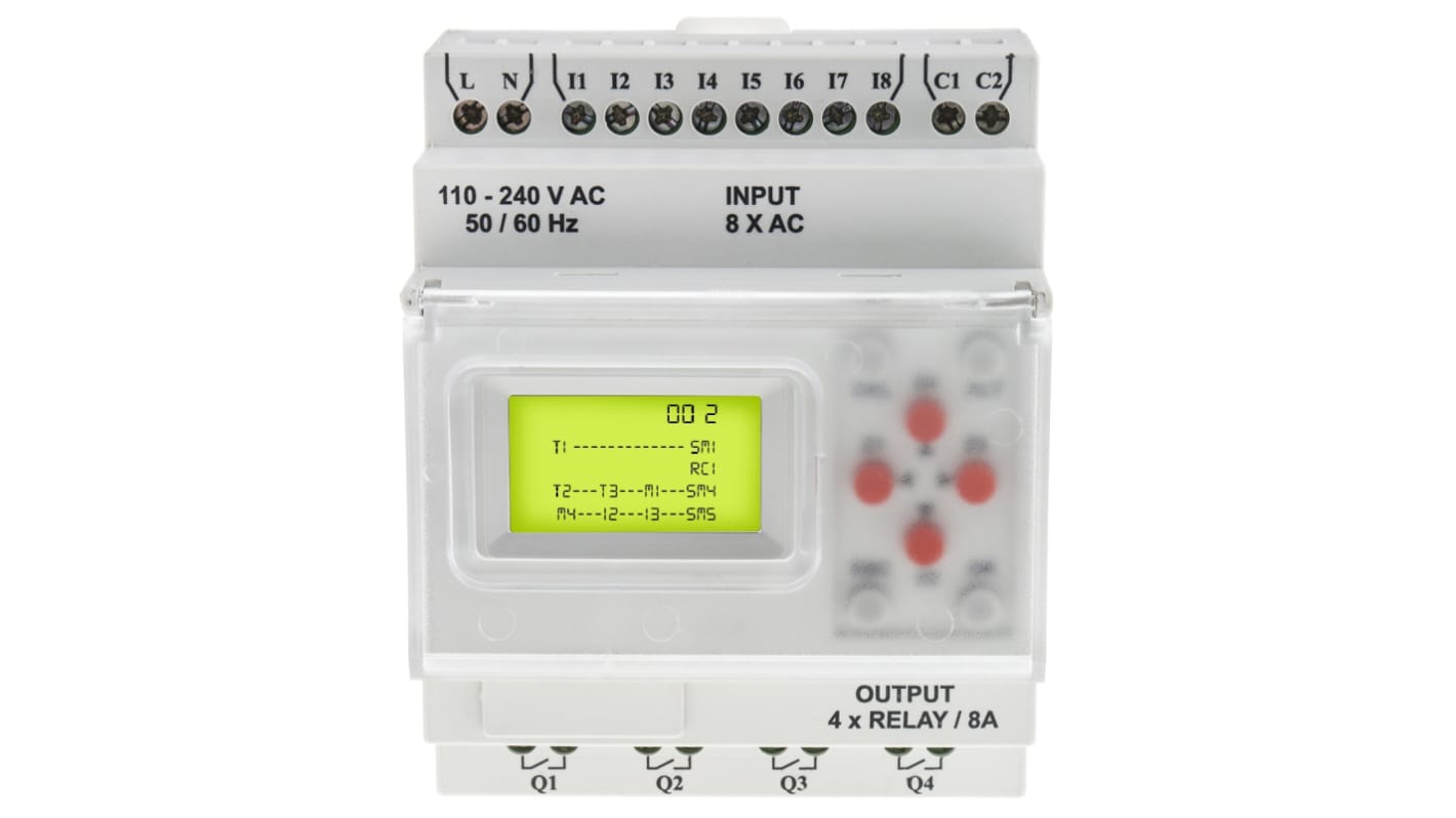 RS PRO Logikmodul, 8 Eing. Digital, Relais Ausg.Typ Digital Eing.Typ 110 → 240 V ac