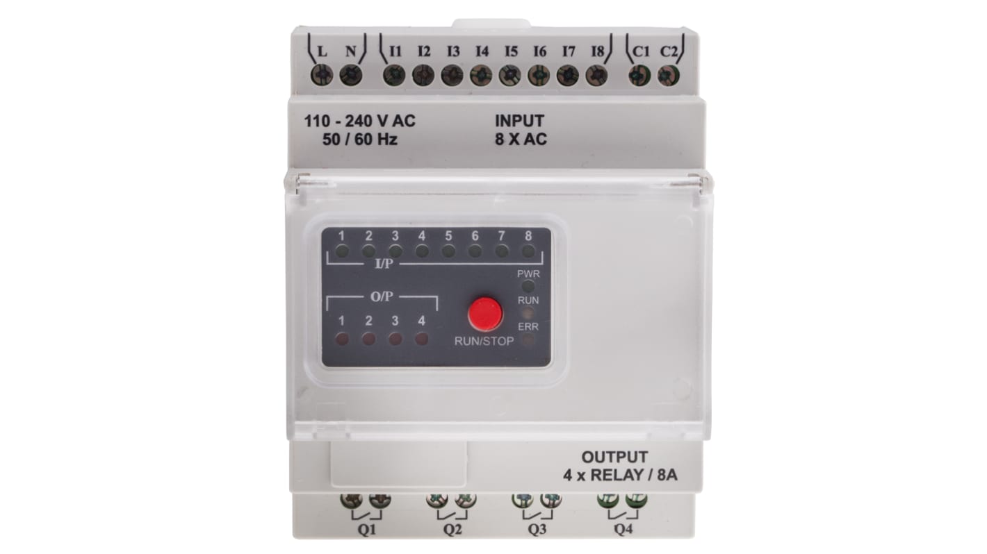 RS PRO Logikmodul, 8 Eing. Digital, Relais Ausg.Typ Digital Eing.Typ 110 → 240 V ac