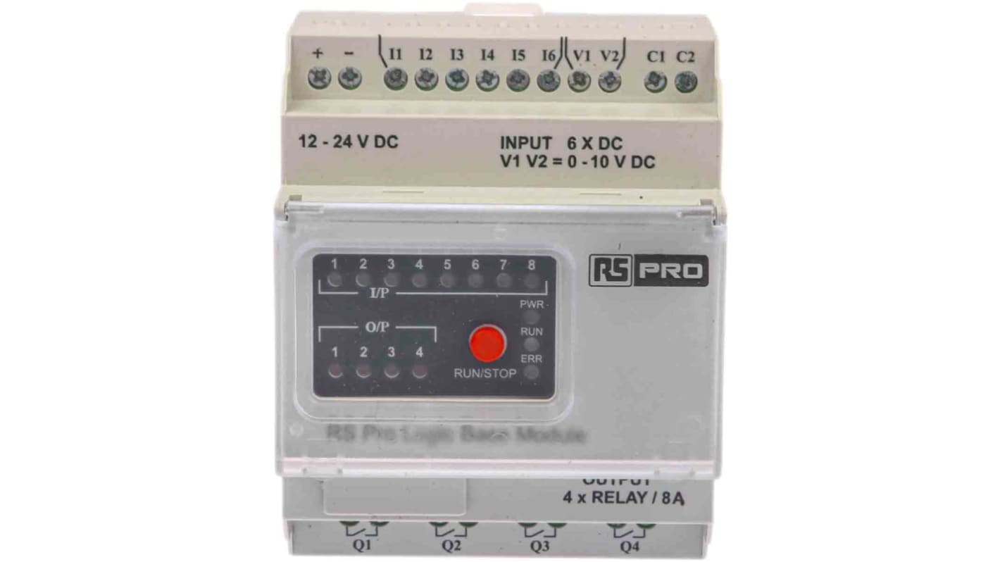 RS PRO logikai modul, ModBus, kapacitás: 250 sor, DIN-sín, 12→ 24 V dc