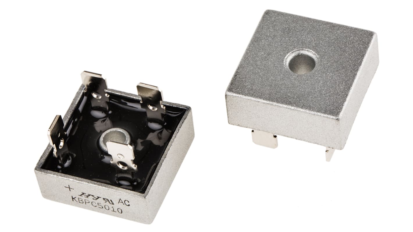 HY Electronic Corp 单相整流桥, 硅结型, 50A, 1000V, 4针, KBPC, 通孔安装, -55 °C→+150 °C