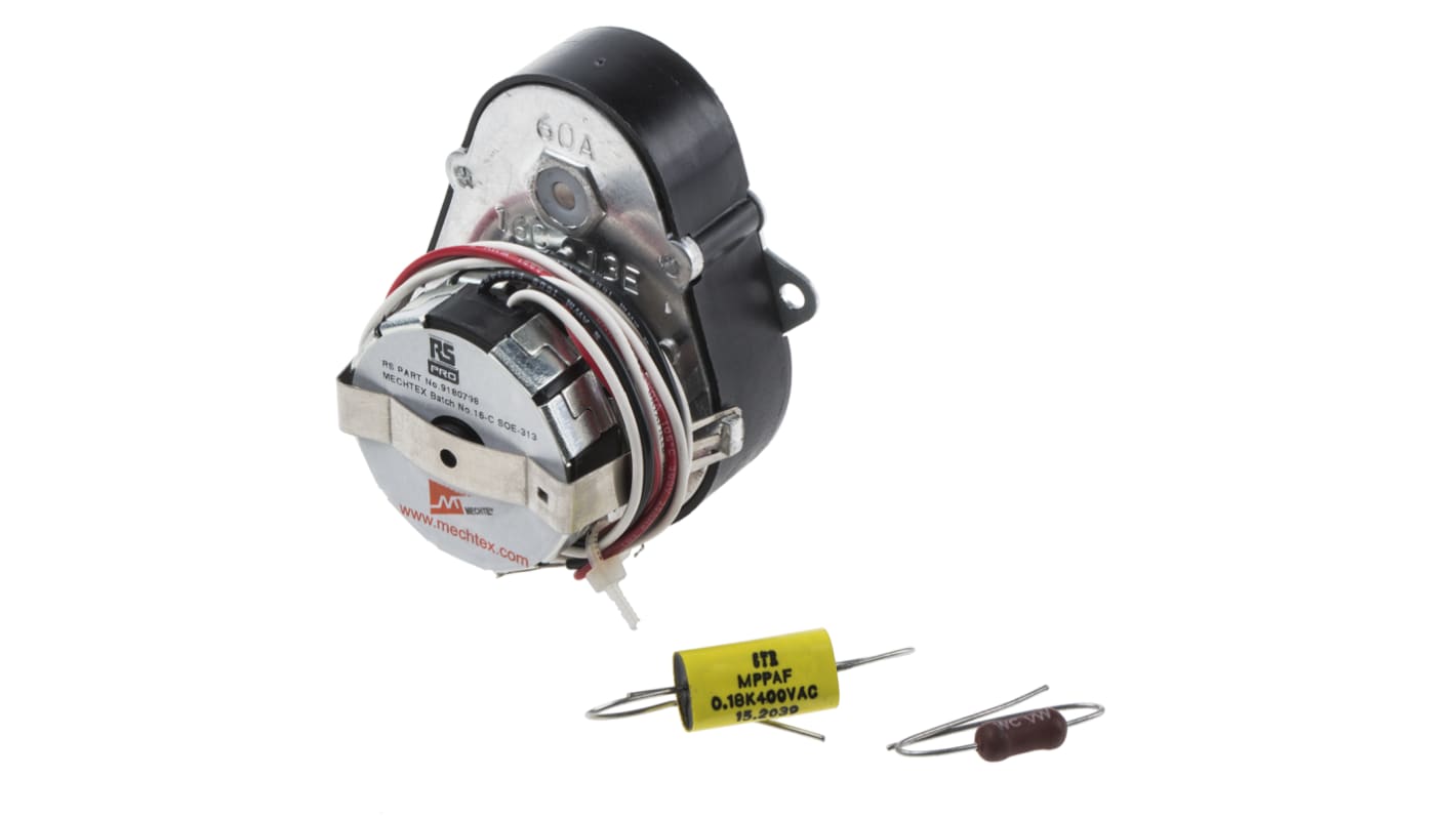 RS PRO Reversible Synchronous Geared AC Geared Motor, 1.5 W, 1 Phase, 1 Pole, 240 V