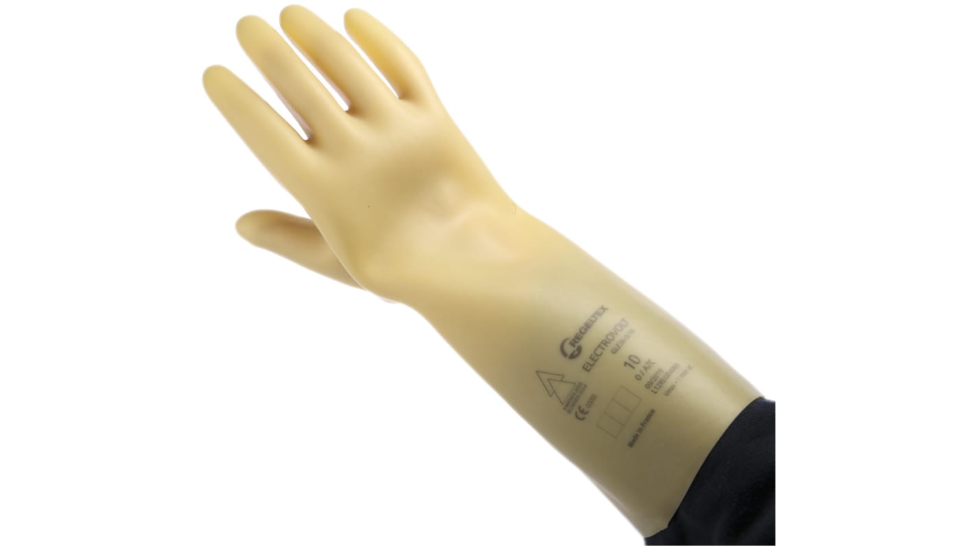 Penta Beige Latex Electrical Protection Electrical Insulating Gloves, Size 10, Latex Coating