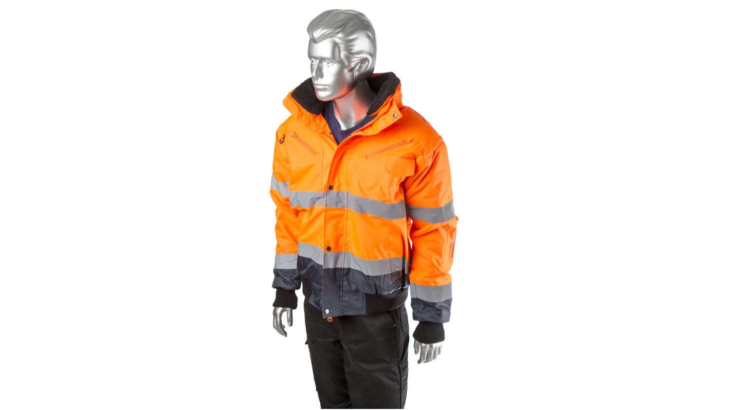 RS PRO Herren Warnschutz Bomberjacke Wasserdicht, Polyester Orange, Futter PET, Größe M