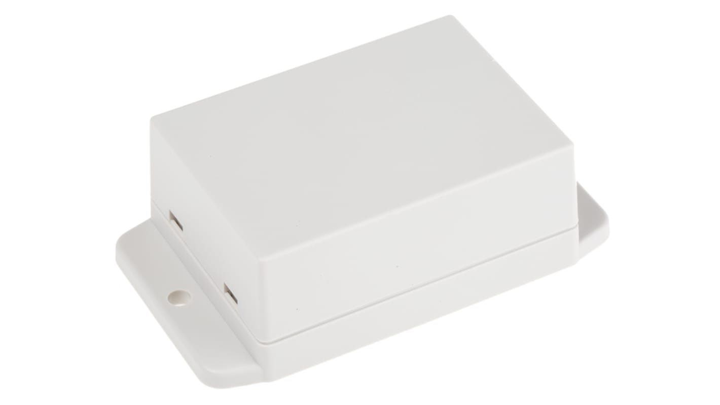 RS PRO White ABS Enclosure, Flanged, White Lid, 70 x 50 x 29mm