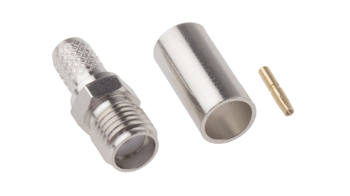 RS PRO, Jack Cable Mount SMA Connector, 50Ω, Crimp Termination, Straight Body