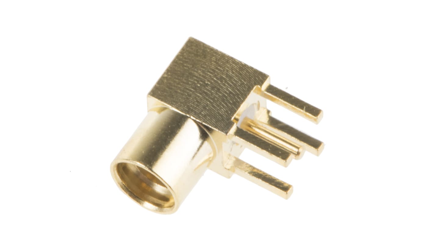 RS PRO, Jack PCB Mount MMCX Connector, 50Ω, Solder Termination, Right Angle Body