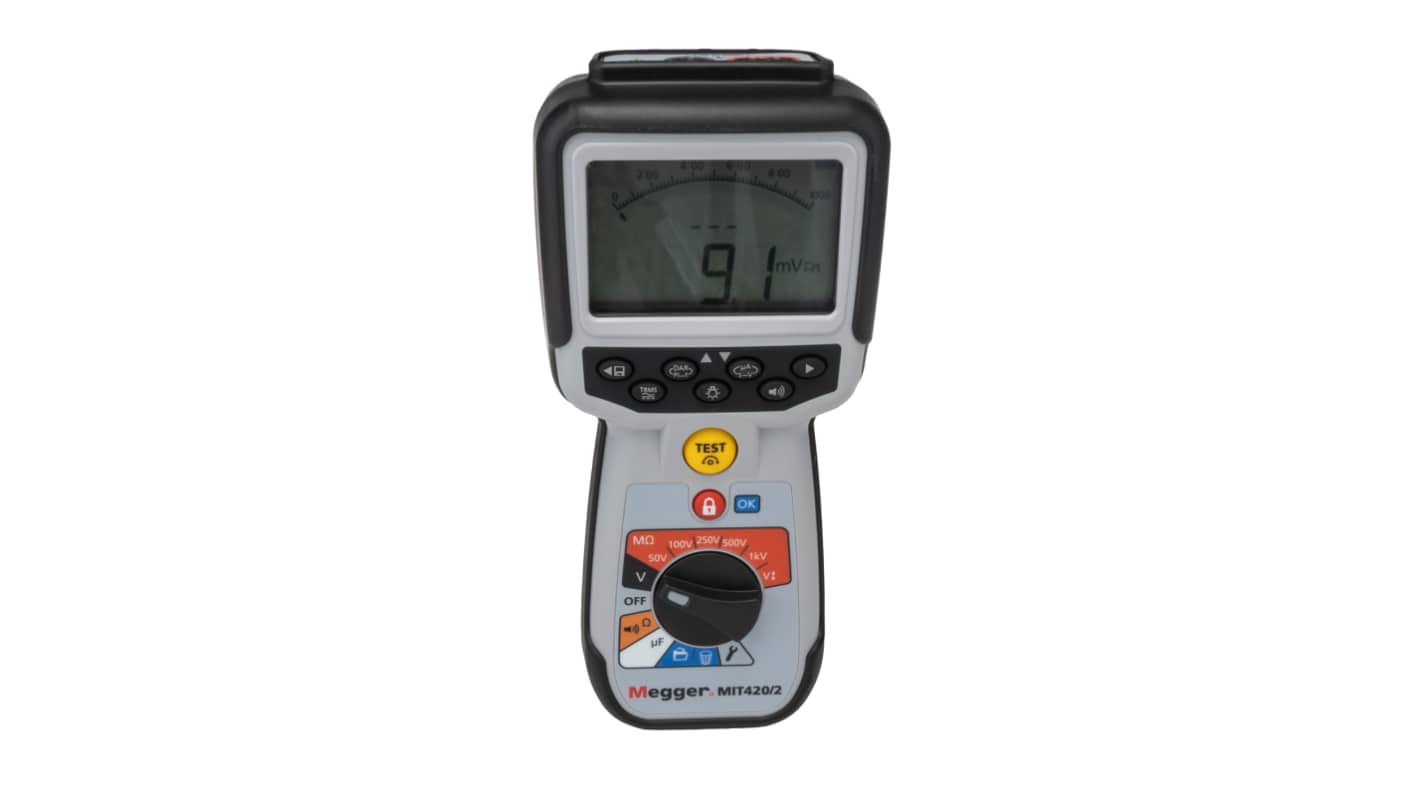 Comprobador de aislamiento Megger MIT420 2, calibrado UKAS, 200GΩ, 1000V, CAT IV