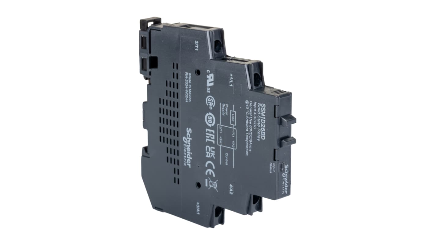 Schneider Electric Harmony Relay Series Solid State Relay, 6 A Load, DIN Rail Mount, 60 V dc Load, 32 V dc Control