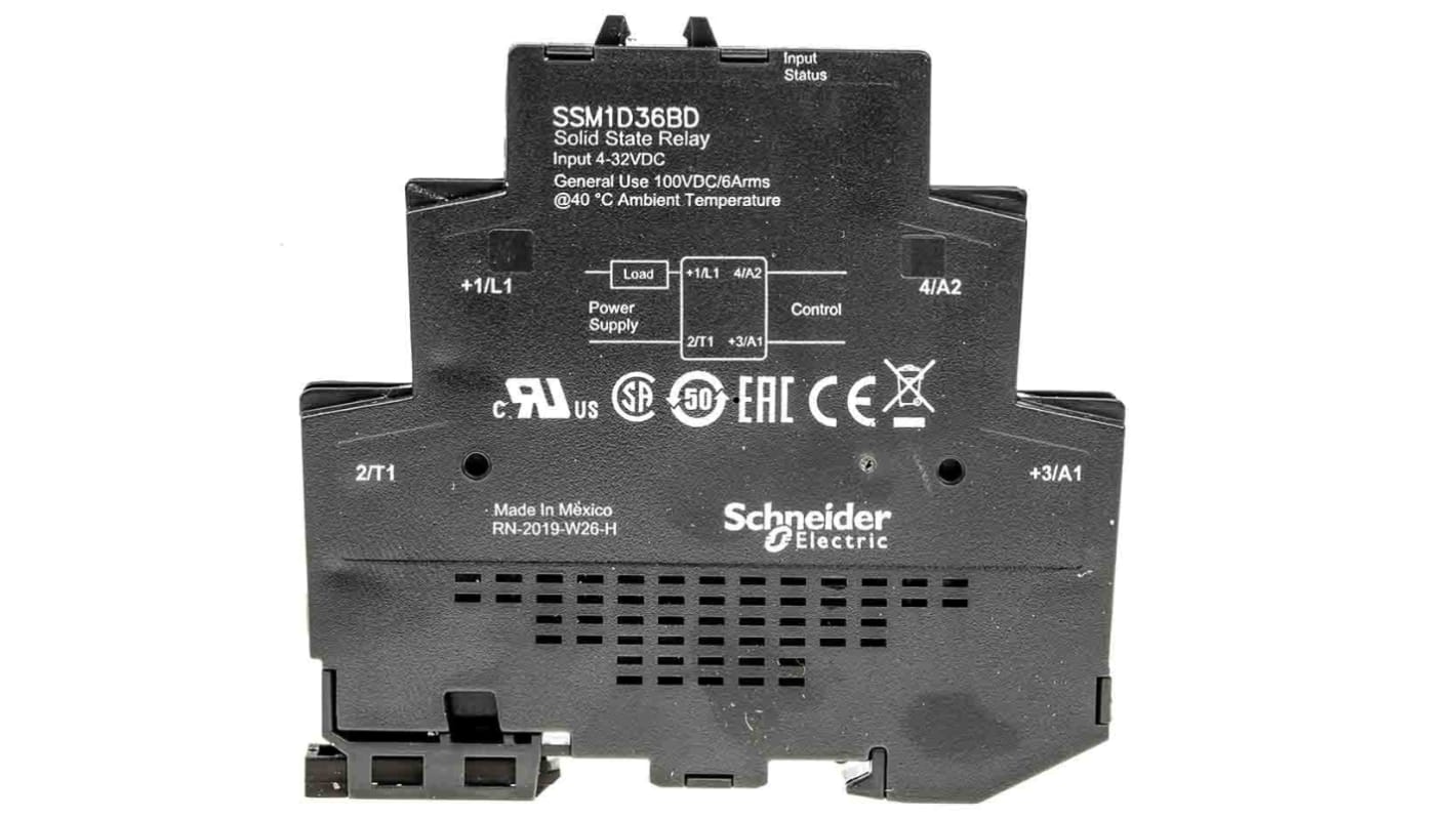 Schneider Electric Harmony Relay Series Solid State Relay, 6 A Load, DIN Rail Mount, 100 V dc Load, 32 V dc Control