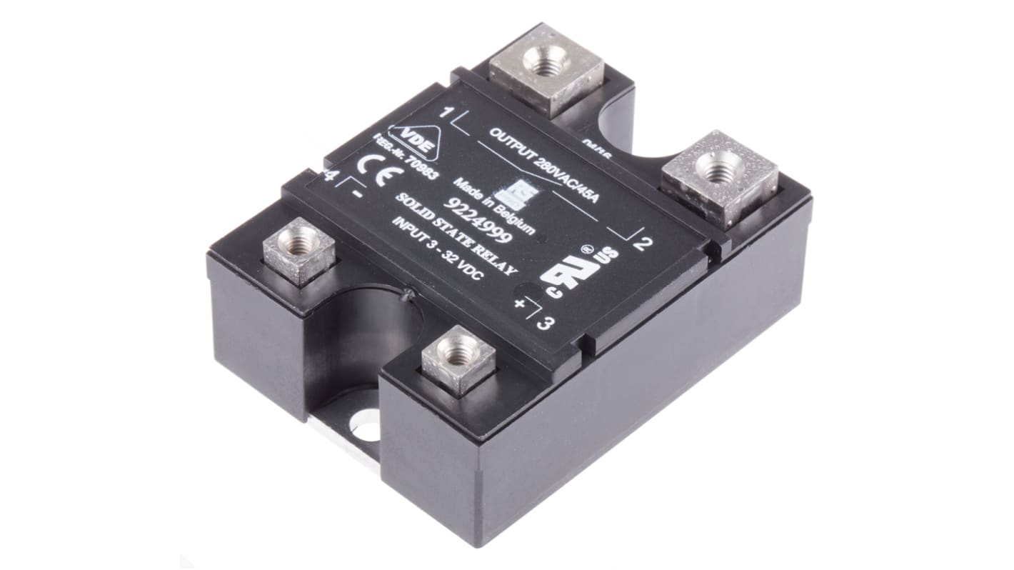 RS PRO Solid State Relay, 45 A rms Load, Panel Mount, 280 V ac Load, 32 V dc Control