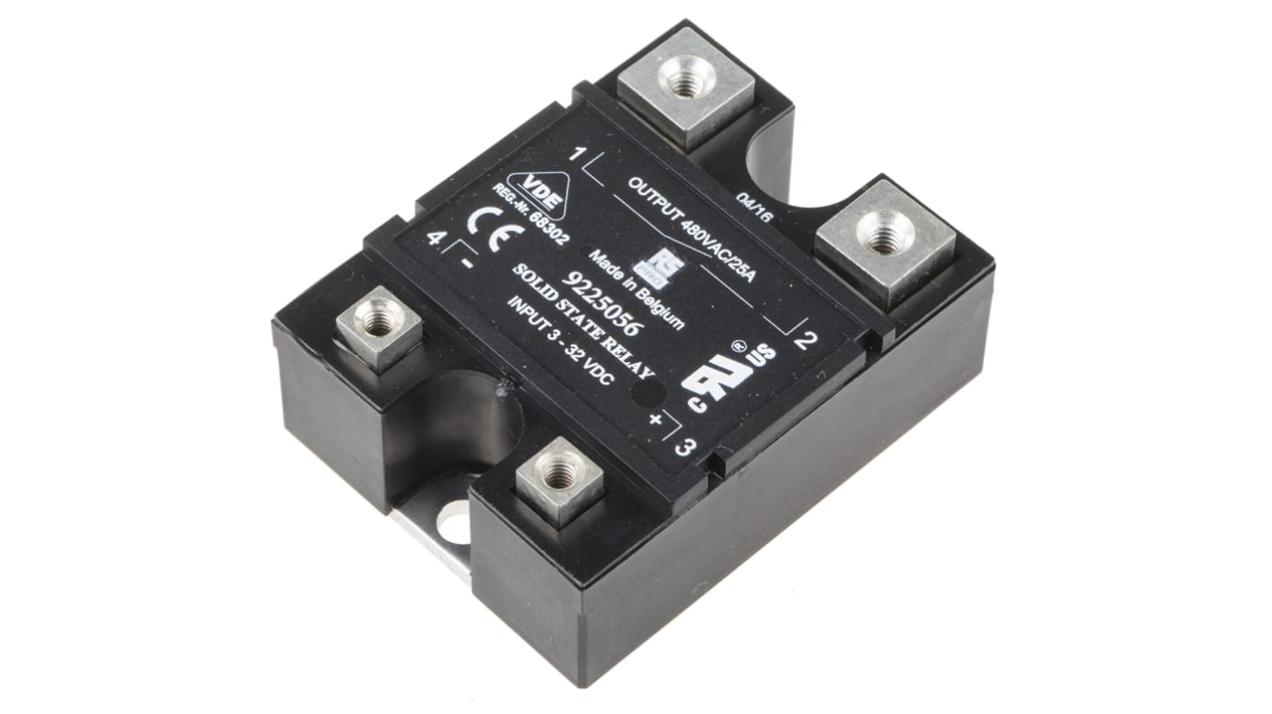 RS PRO Solid State Relay, 25 A rms Load, Panel Mount, 480 V ac Load, 32 V dc Control