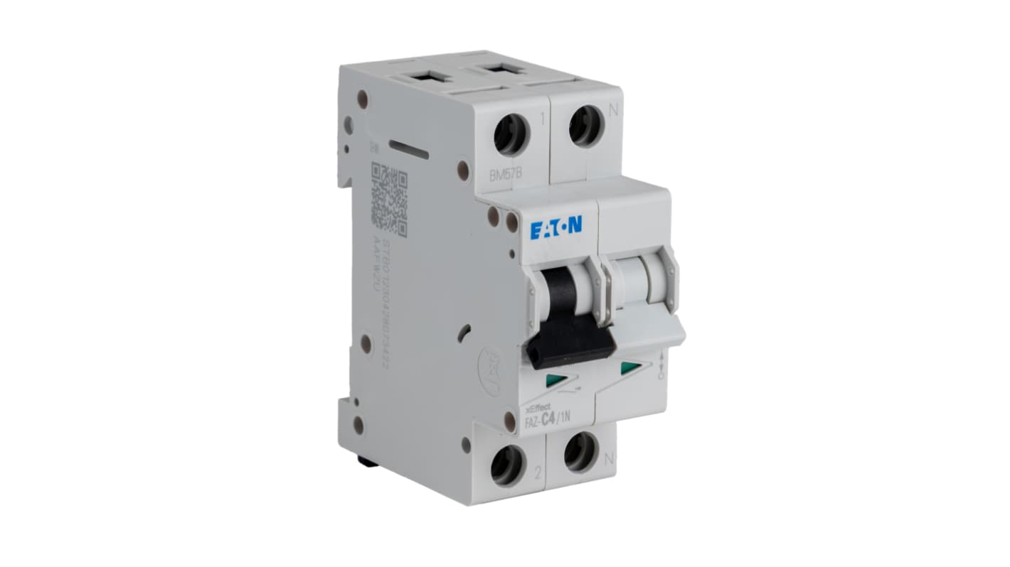 Eaton xEffect MCB, 1+N, 4A Curve C, 240V AC, 48V DC, 10 kA Breaking Capacity