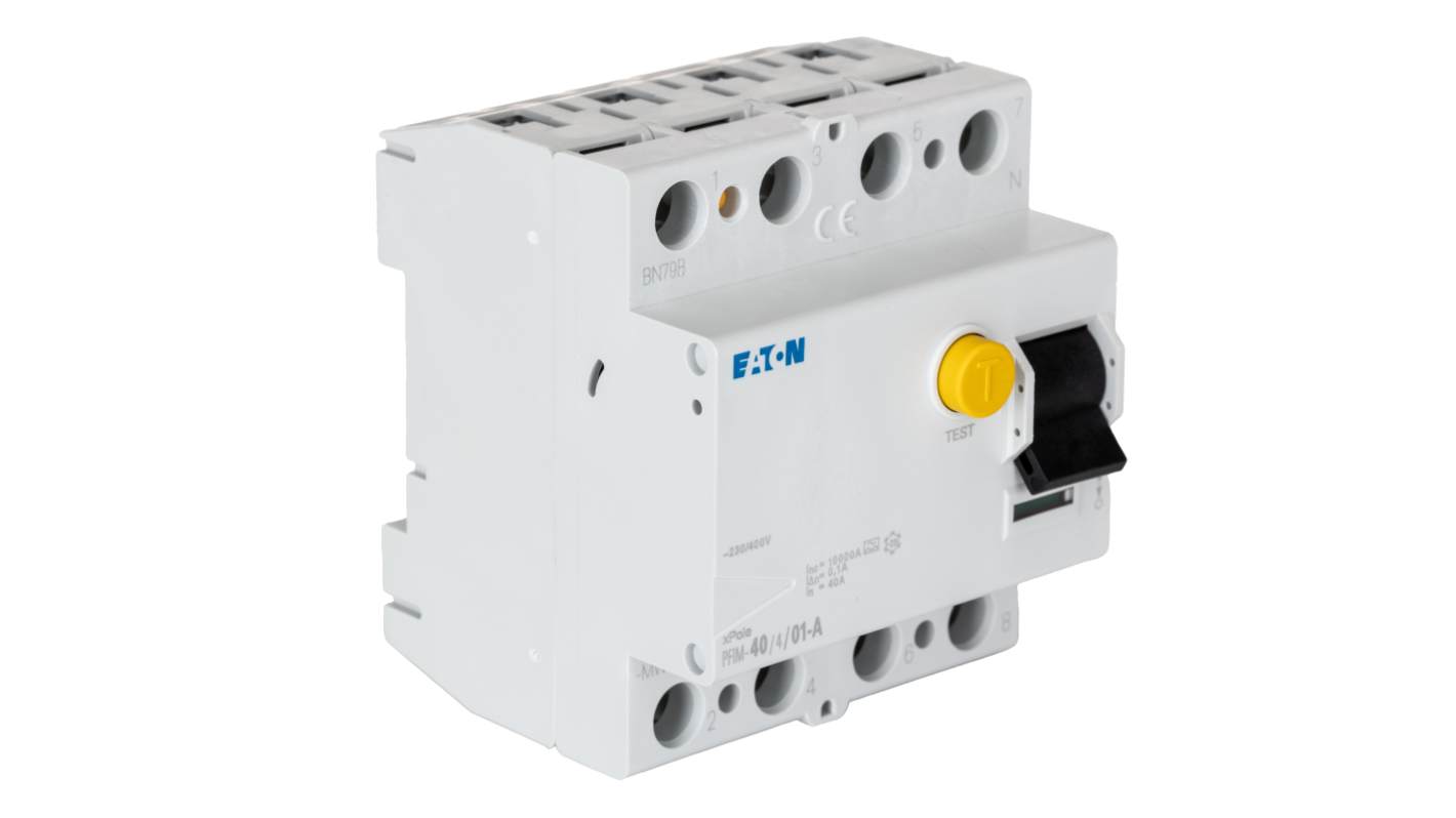 Interruptor diferencial Eaton, 40A Tipo A, 4 Polos, 100mA A PFIM 230/400V ac