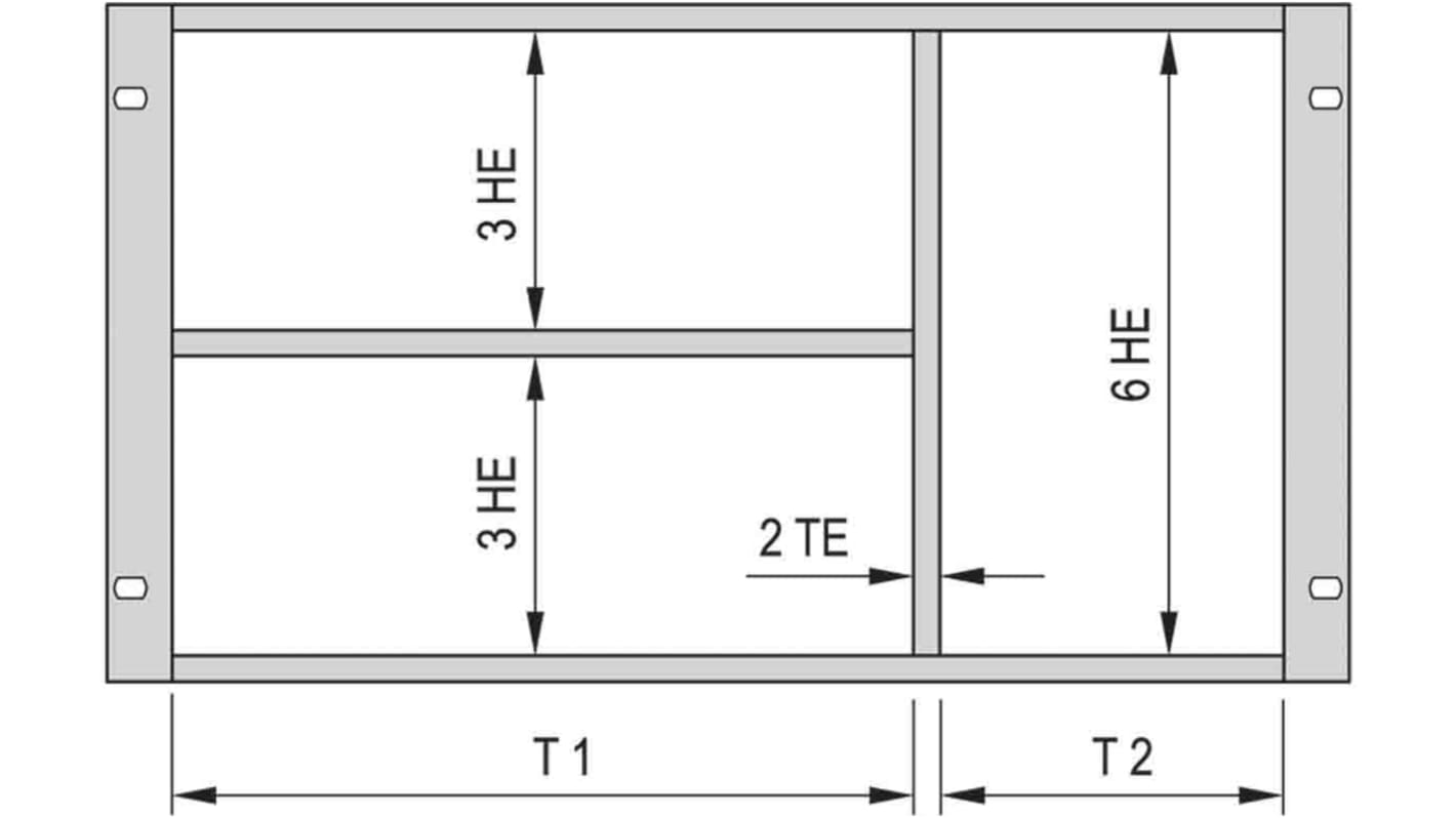 Obudowa do montażu w szafie 1 x 6U x 20KM, Aluminium, stal, cynk