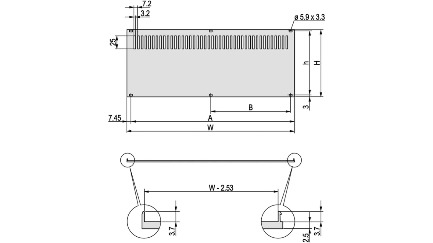 Panel posterior 3U nVent SCHROFF de Aluminio Gris, 141.9 x 128.4mm, ventilado