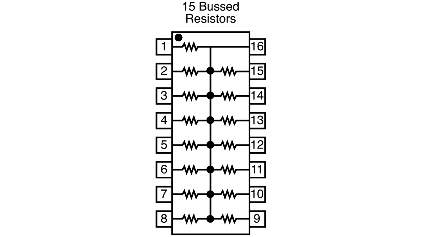 Bourns 抵抗アレイ, 470Ω, 2.25W, ±2%, 素子数：15